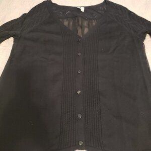 MADISON Black Cardigan Sweater with Sheer back